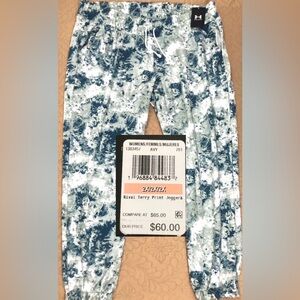 NEW.WOMEN 2X PLUS SIZE UNDER ARMOUR RIVAL TERRY PRINT JOGGERS (OPAL GREEN/MULTI)